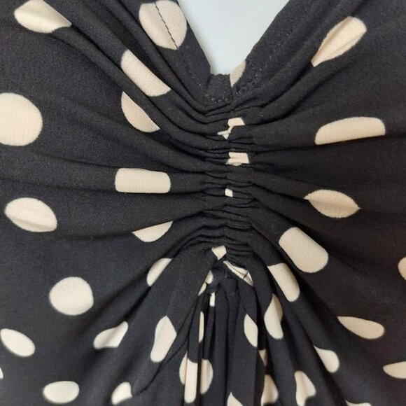 HALSTON Black and White Polka Dot Stretch Dress Size XL NEW NWOT - Picture 3 of 6